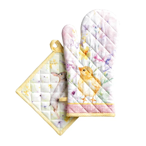 Maison d' Hermine Oven Mitt & Pot Holder 100% Cotton Heat Resistant Oven Gloves (7.5