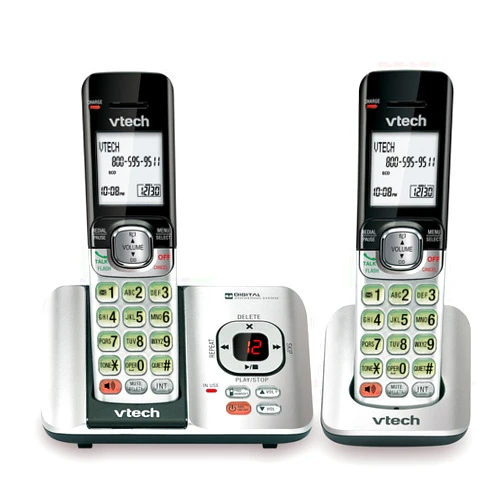 VTech CS6529-2 DECT 6.0 Phone Answering System with Caller ID/Call Waiting, 2 Cordless Handsets, Silver/Black