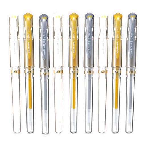 Uni-Ball Signo UM-153 Broad Point Gel Impact Pen, 1.0mm, White/Gold/Silver, 3 pens each/Total 9 pens (Japan Import)