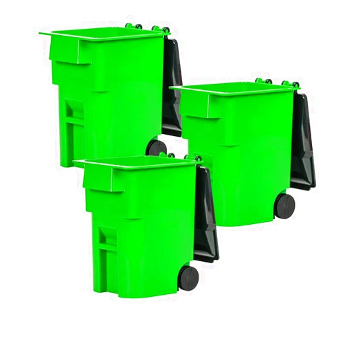 Figures Toy Company Set of 3 Mini Green Trash Cans with Lid & Wheels for Wrestling Action Figures