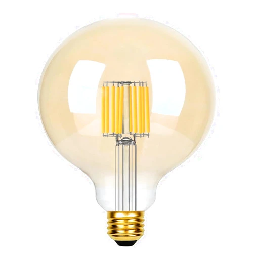 Wonninek G125 Amber Globe LED Edison Light Bulb, 10W 2700K Warm White Non-Dimmable Flick-Free Filament Light Bulbs, 100 Watt Equivalent, Vintage E26 Round Led Bulb for Bar Restaurant Kitchen, 1 Pack