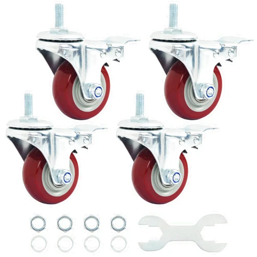 Finnhomy Swivel Caster Wheels 3 Inch Threaded Stem Casters Set of 4 Heavy Duty 1/2