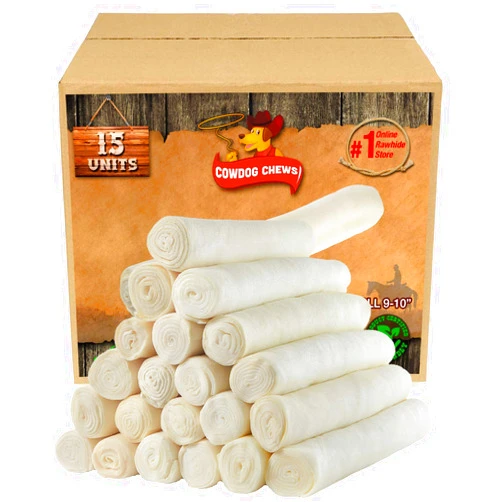 Cowdog Chews Retriever Roll 9-10 inch (15 Pack) All Natural Rawhide Dog Treat Bone