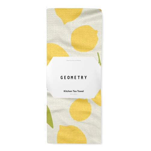 GEOMETRY Kitchen Tea Towels - Quick Dry Microfiber Dish Towels for Kitchen Sunny Lemons, 18