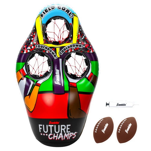 Franklin Sports Kids Football Target Toss Game - Inflatable Football Throwing Target Toy with Soft Mini Footballs - Fun Kids Football Toy Toss Game - Inflatable Indoor + Outdoor Sports Game