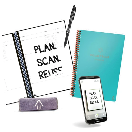 Rocketbook Smart Reusable Notebook, Fusion Plus Executive Size Spiral Notebook & Planner, Neptune Teal, (6