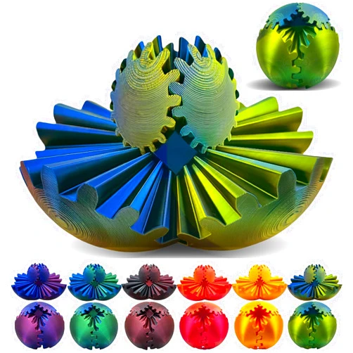 TINLOK The Steampunk Whirling Wonder Fidget-Gear Ball 3D Printed Gear Ball Spin Ball OR Cube Fidget Toy - Perfect for Stress and Anxiety Relaxin Desk Toy (E)
