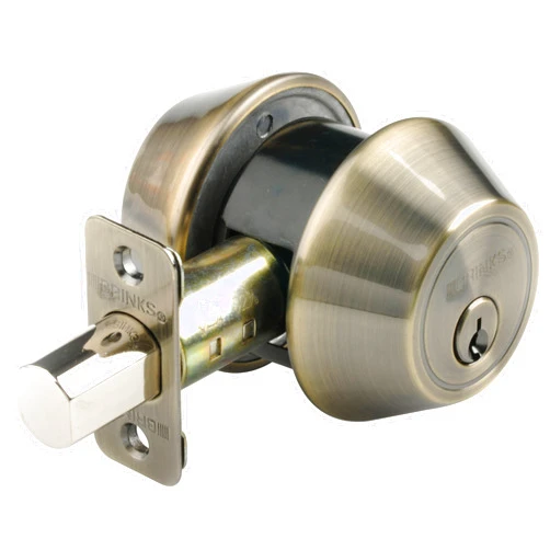 Brinks 2718-109 Double Cylinder Deadbolt Keyed on Both Sides, Antique Brass