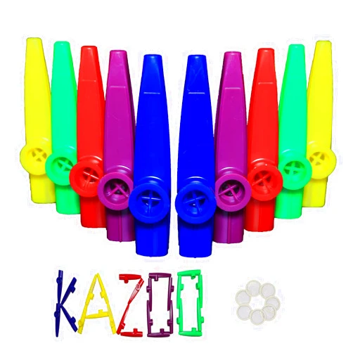 Crystaljun 20Pcs Plastic Kazoos With 20Pcs Kazoo Flute Diaphragms,Multi Colors Kazoo Musical Instruments