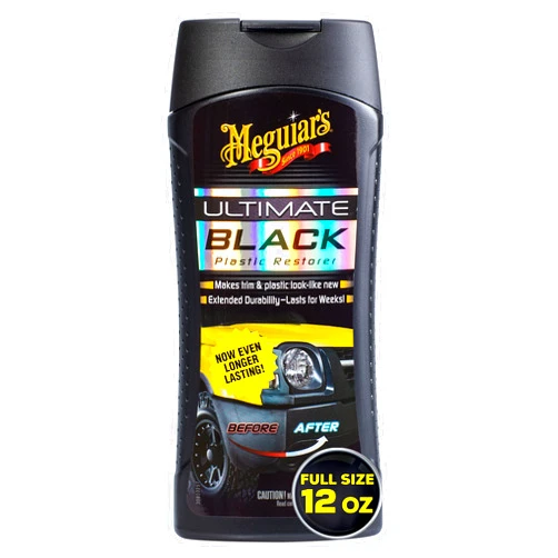 Meguiar's Ultimate Black Plastic Restorer - Restores Black Plastic & Faded Trim Pieces While Adding Durability & UV Protection - 12 Oz