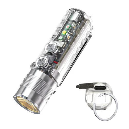 RovyVon Aurora A28 2nd USB-C EDC Flashlight, 6500K Cool White Max 1000 Lumen, 850mAh Rechargeable Small Flashlight, with Red/White/ 365nm Sidelights, Momentary On, Ideal Flashlight for Camping