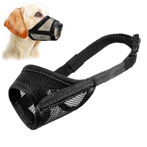 LUCKYPAW Dog Muzzle, Mesh Muzzle for Small Medium Large Dogs, Soft Dog Muzzle to Prevent Biting Chewing, Drinkable Breathable Adjustable Puppy Muzzle(L(Snout: 7