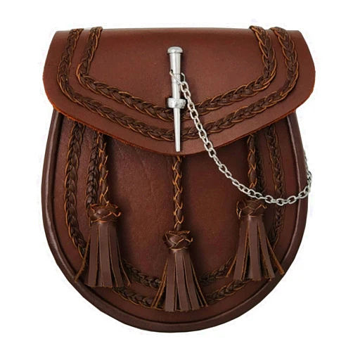CLOUD KILT Leather Dress Sporran – Scottish Highland Formal Kilt Accessory with Decorative Tassels