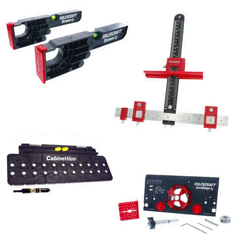 Milescraft 7300 Cabinet Kit – Cabinet Hardware Jig, Shelf Pin Jig, Hinge Jig and Drawer Slide Jig. Cabinet Handles, Drilling Jig, Euro Concealed Hinge Jig, Drawer Installation Jig – Ultimate Bundle