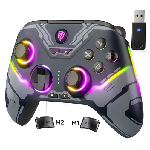 EasySMX X15 PC Controller - Enhanced Wireless Bluetooth Controller with Hall Joysticks/Hall Triggers/RGB Lighting - No Stick Drift, No Dead Zone - Work for Windows PC, Android, Steam and Switch