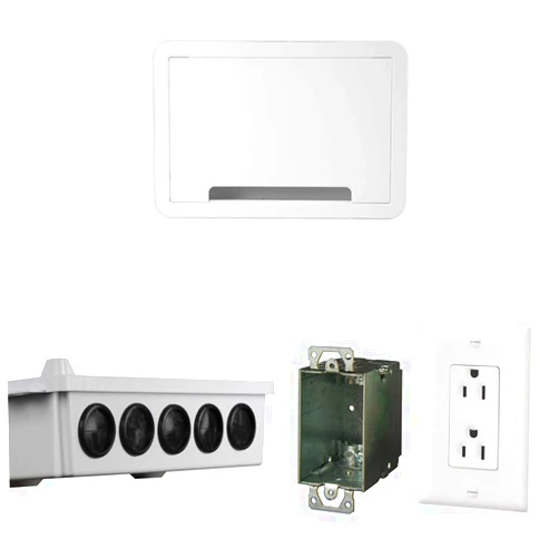 On-Q Legrand - OnQ Media Enclosure Bundle with Duplex Power Kit and Rubber Grommets