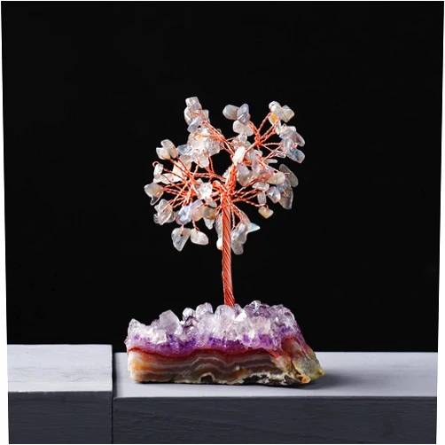 PUIAUYRQH Natural Crystal Rough 1PC Natural Crystal Gravel Stone Crystal Flower Tree with Amethyst Cluster Base Crystals Money Tree Copper Feng Shui Home Decor Suitable for Furniture Decoration (Color : Citrin(