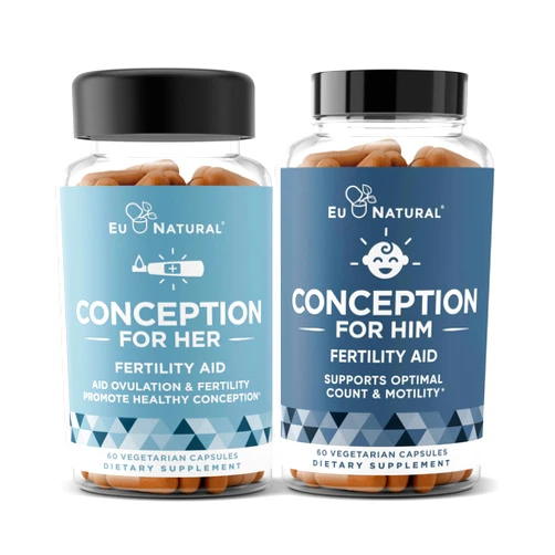 Eu Natural Conception Fertility for Her & Him Bundle - Fertility Supplements Combo for Women & Men – Prenatal Vitamins – Promote Hormone Balance, Cycle Consistency, Aid Ovulation – 120 Count