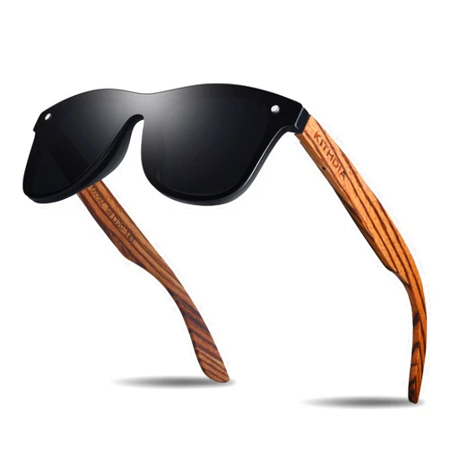 KITHDIA Zebra Wooden Bamboo Sunglasses Polarized for Men and Women - Wood Temples Sunglasses S5029