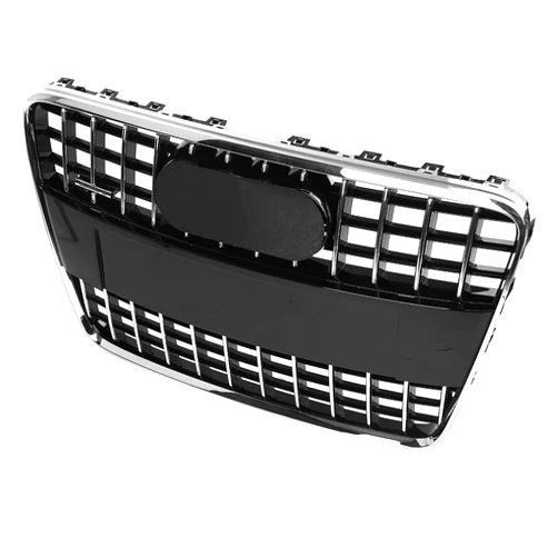 AYGEN Front Bumper Grille Hood Grill Compatible with Audi Q7 2010 2011 2012 2013 2014 2015 AU1200127 Car Styling Compatible with Q7 Style Car Accessories (Color : Silver Emblem)