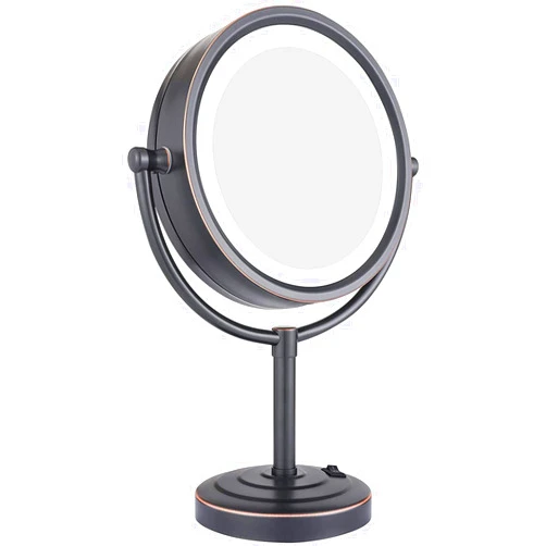 NOVOCE 8.5 Inch Tabletop LED Lighted Makeup Mirror with Magnification, Oil Rubbed Black Double Sided Desk Vanity Mirror, Plug Powered,10x (Color : 5X)