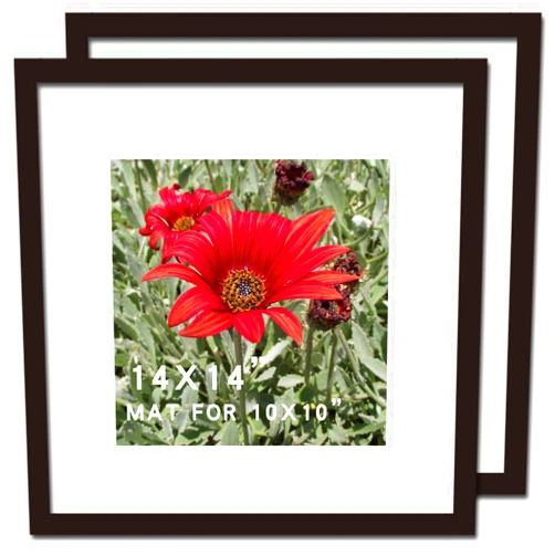 SKAOTUS 14x14 Picture Frame Black 2 Pack Solid Wood for Mat 10x10 Wall Mounting Square Poster Photo Frames
