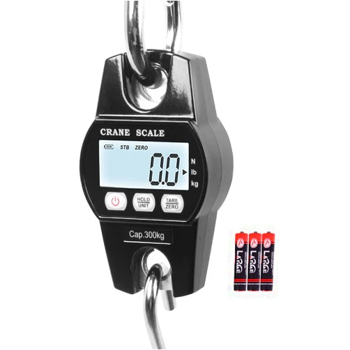 Fuzion Hanging Scale 660lb, Heavy Duty Crane Scale, Aluminum Body, Stainless Steel Hook, Hoyer Lift Scale with Hold/Tare, Digital Hanging Scales for Farms, Hunting, Fishing and Weighing Luggage