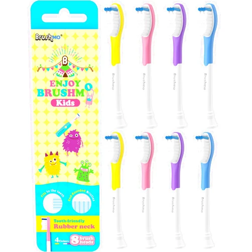 Brushmo for Kids Ages 7+ Soft Replacement Toothbrush Heads Compatible with Philips Sonicare HX6042/94, Standard, 8 Pack