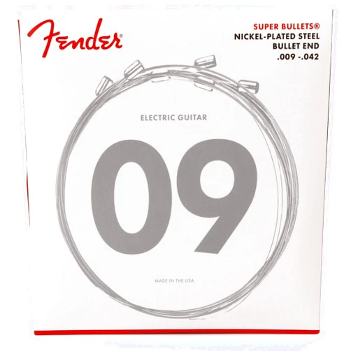 Fender Super 3250 Bullet Electric Guitar Strings, Nickel Plated Steel, Bullet End, 3250L .009-.042