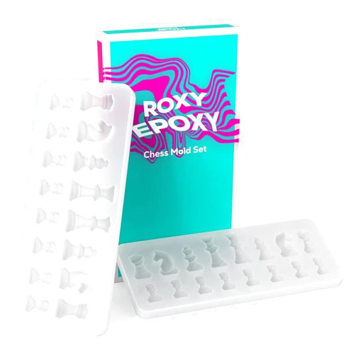 Roxy Epoxy 2Pcs Silicone Chess Resin Mold Set - Full Size Crystal Clear Epoxy Kit for Creative Board Game, DIY Art Casting & Home Making Crafts Decoration