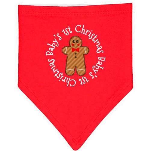 inktastic Babys First Christmas Gingerbread Cookie Baby Bandana Bib