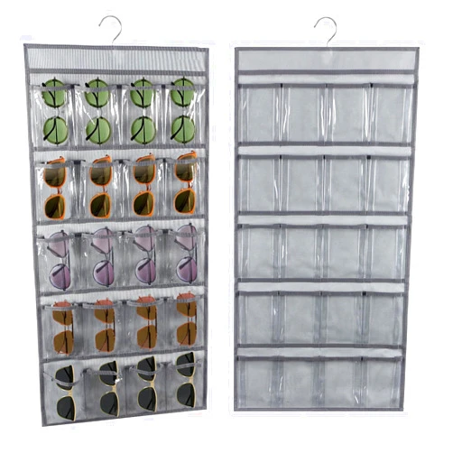 TEMUORG 2 Pcs Sunglasses Organizer Storage Sunglass Holder for Wall Hanging Eyeglass Organizer for Multiple Glasses (GRAY)