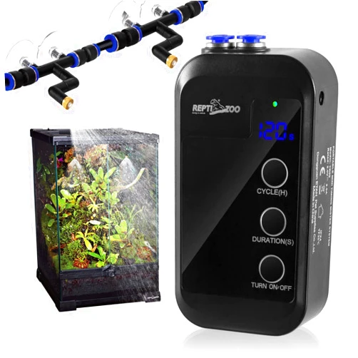 REPTI ZOO Reptile Humidifier, Mini Automatic Misting System for Reptile Terrariums, Rainforest Spray System with Adjustable Spray Nozzles