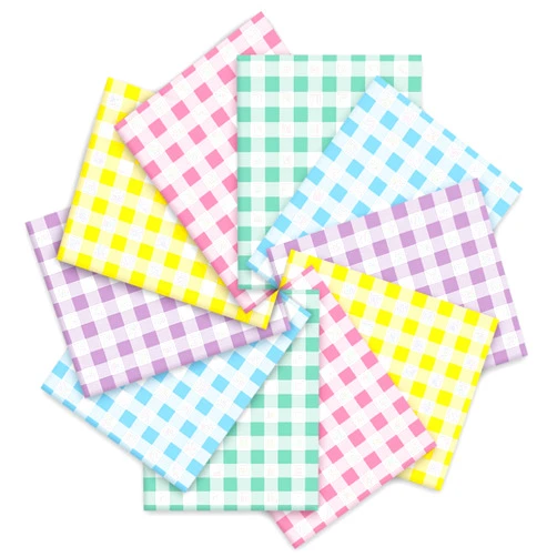 Whaline 5Pcs Spring Easter Cotton Fabric Bundles Buffalo Plaid Fat Quarters Colorful Plaid Quilting Patchwork for DIY Handmade Crafting Home Party Decor, 10 x 10 Inch