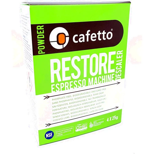 Cafetto Restore Espresso Machine Descaler, Coffee Machine Cleaning Powder for Use In Organic Systems (4 Single Use Packets)