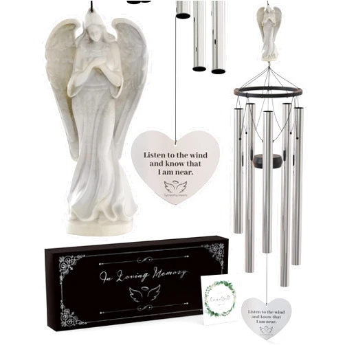 SYMPATHY HEARTS Angel Memorial Wind Chimes for Loss of Loved One - 34