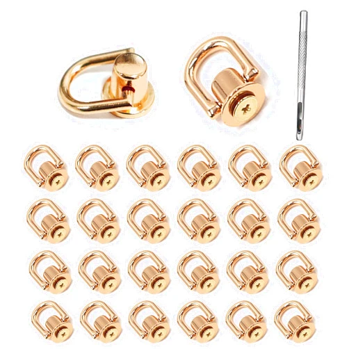 INKNOTE Rivets D Ring Stud Screw Ball Post Head Buttons Stud Screw, Metal Ring with Hole Punch DIY Backpack Purse Craft