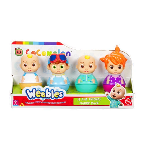 Character Options Cocomelon Weebles 4 Figure Pack, Chunky Moulded Figures, JJ, moonbug, Preschool Imaginative Play, Blue