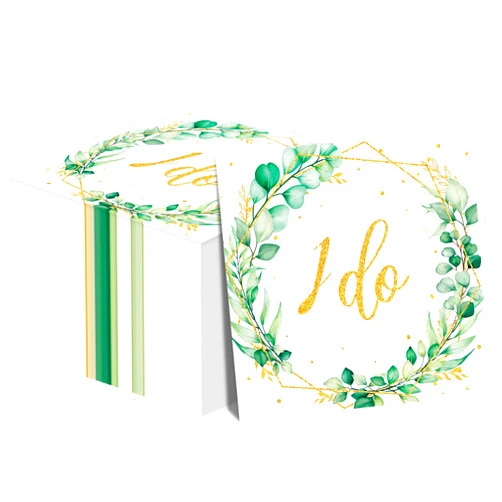 ZOIIWA 100PCS Sage Green Napkins for Bridal Shower Eucalyptus I Do Wedding Napkins Green Gold Foil Decorative Papers for Bridal Shower Engagement Party Dessert Beverage Table Party Supplies