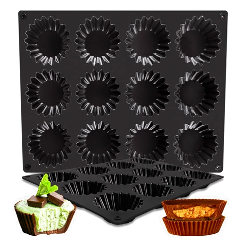 Inn Diary Peanut Butter Cup Molds 12-Cup Butter Bites Mold 2pcs Silicone Chocolate Candy Mold for Fat Bomb Chocolate Mini Peanut Butter Cup