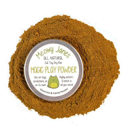 Meowy Janes All Natural Magic Cat Play Powder - Catnip and Silvervine Powder Blend - Cat Toy Dry Rub