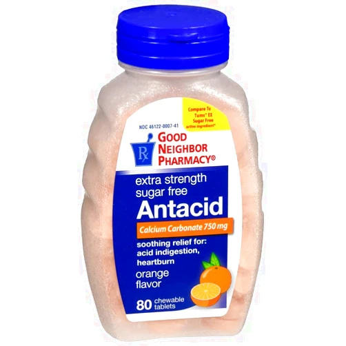 Good Neighbor Pharmacy GNP Extra Strength Antacid, Orange Flavor, Sugar Free - 80 Chewable Tablets