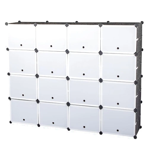 Monoki 8-Tier Portable 64 Pair Shoe Rack Organizer 32 Grids Tower Shelf Storage Cabinet Stand Expandable for Heels, Boots, Slippers, Black