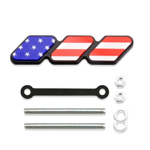 Middrivr Grille Decor Badge, Tri-Color Grille Insert Trims, Tri-Color Grille Badge Emblem Decoration Accessories Car Truck Label Fit for Most Vehicles (Red USA)