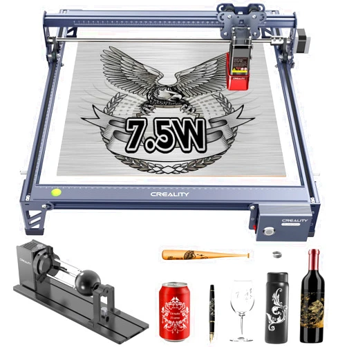 Creality Laser Engraver 7.5W and 4-in-1 Rotary Roller Kit for Glass Tumbler Ring, Laser Engraving Machine for Wood, Metal, Acrylic, CNC Machine for DIY Personalized Gift Wood Working