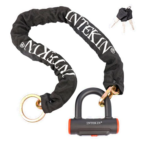 INTEKIN Motorcycle Lock 3.3FT/100cm Motorcycle Chain Lock 8mm/10mm Thick Bike Chain Lock Heavy Duty Security Chain Lock Anti Theft Motorcycle Lock with 16mm Disc Lock for Motorcycles, Gates, and More