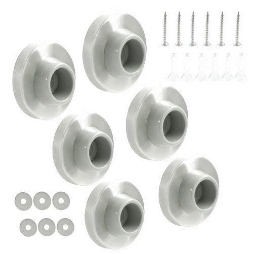 Cionyce Concave Wall Door Bumper Stop Brushed Satin Nickel, 6 Pcs Stainless Steel Door Stoppers Wall Protector Door Stops, Round Rubber Door Knob Stoppers Wall Protector