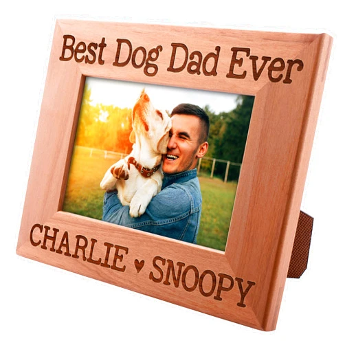 Personalized Favors Dog Dad Gifts, Best Dog Dad Ever Personalized Picture Frame | 4x6 | Custom Engraved Frames w Name - Gifts for Dog Dad From Daughter - Dog Father Gift
