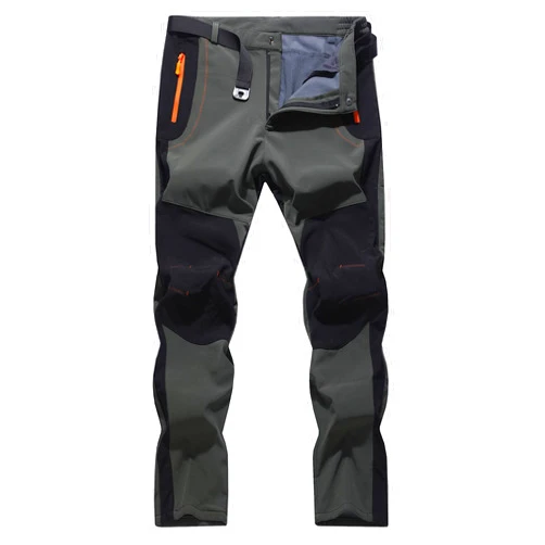 TIBAIKER Men's Snow Ski Outdoor Waterproof Fleece Lined Hiking Pants Zipper Pockets Softshell Mountain Cargo Pants