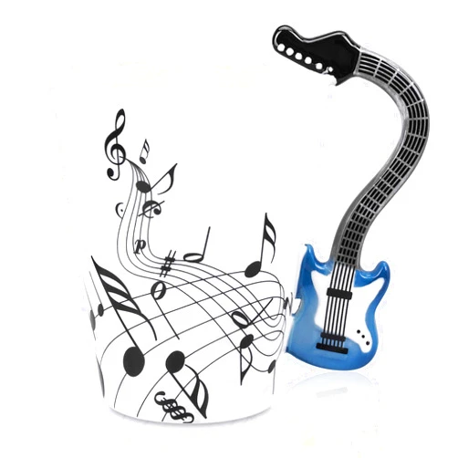 LanHong Guitar Mug Guitar Coffee Mug Music Gifts for Guitar Players Musician - 13.5 oz Guitar Cup Gifts for Music Lovers - Music Coffee Mugs Birthday Christmas Gifts for Men Women (Blue)